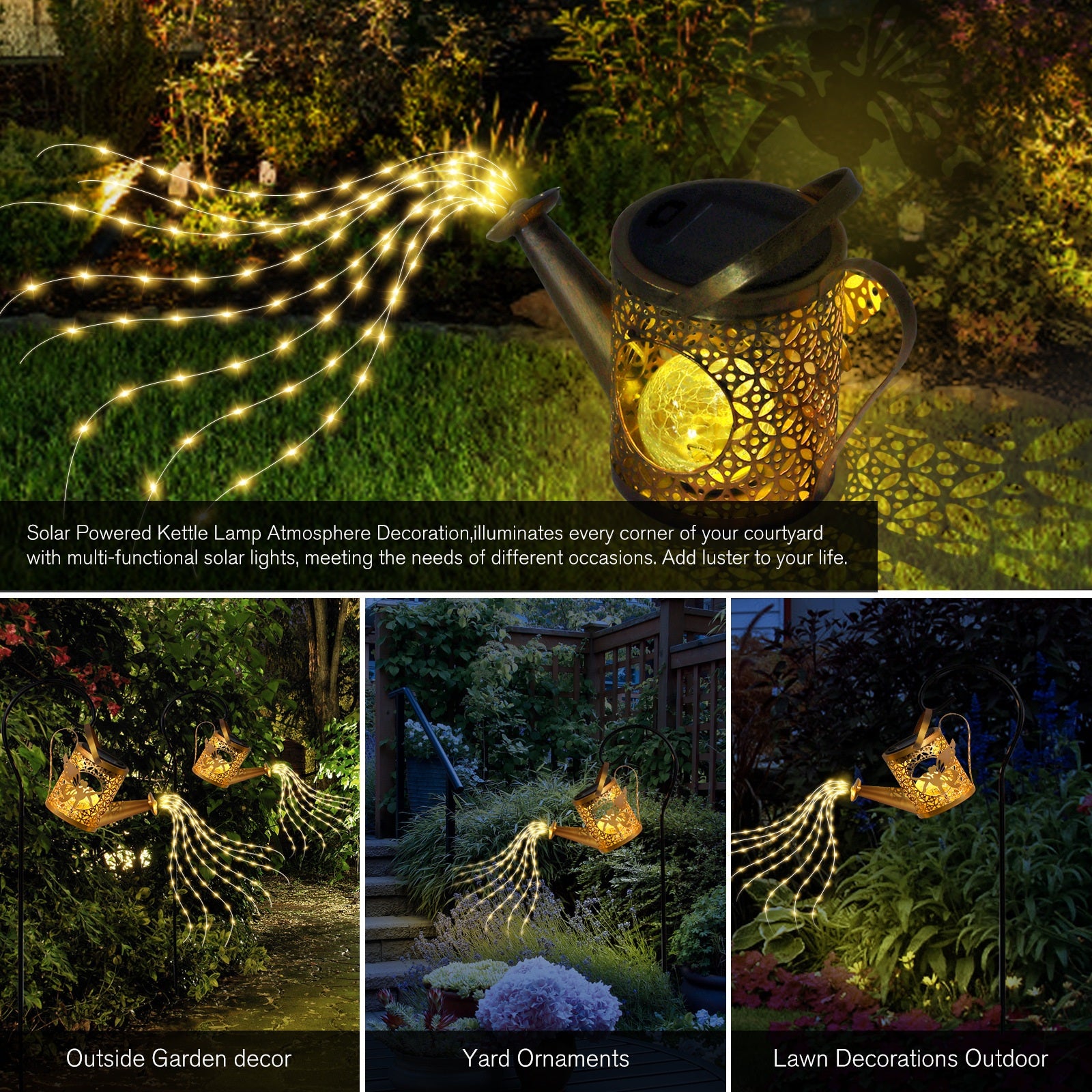 Metal Solar Watering Can Light