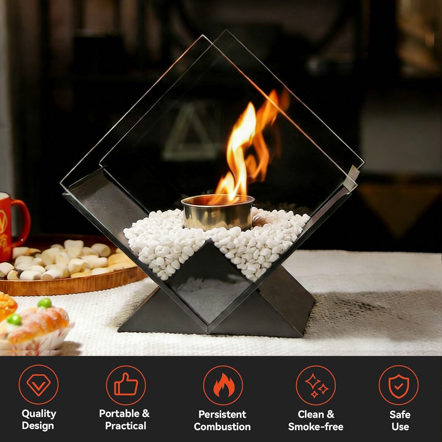 Diamond Glass Tabletop Fireplace