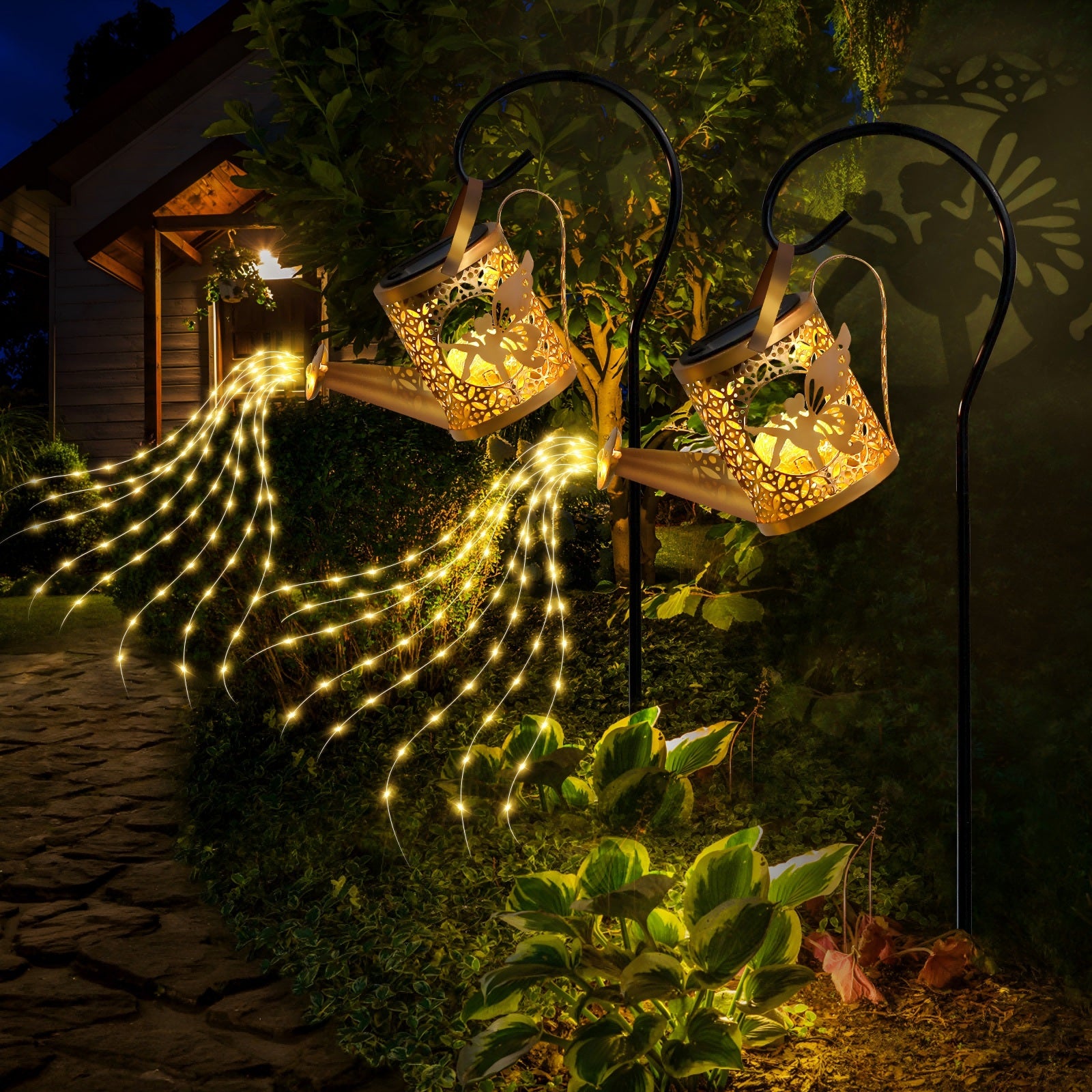 Metal Solar Watering Can Light