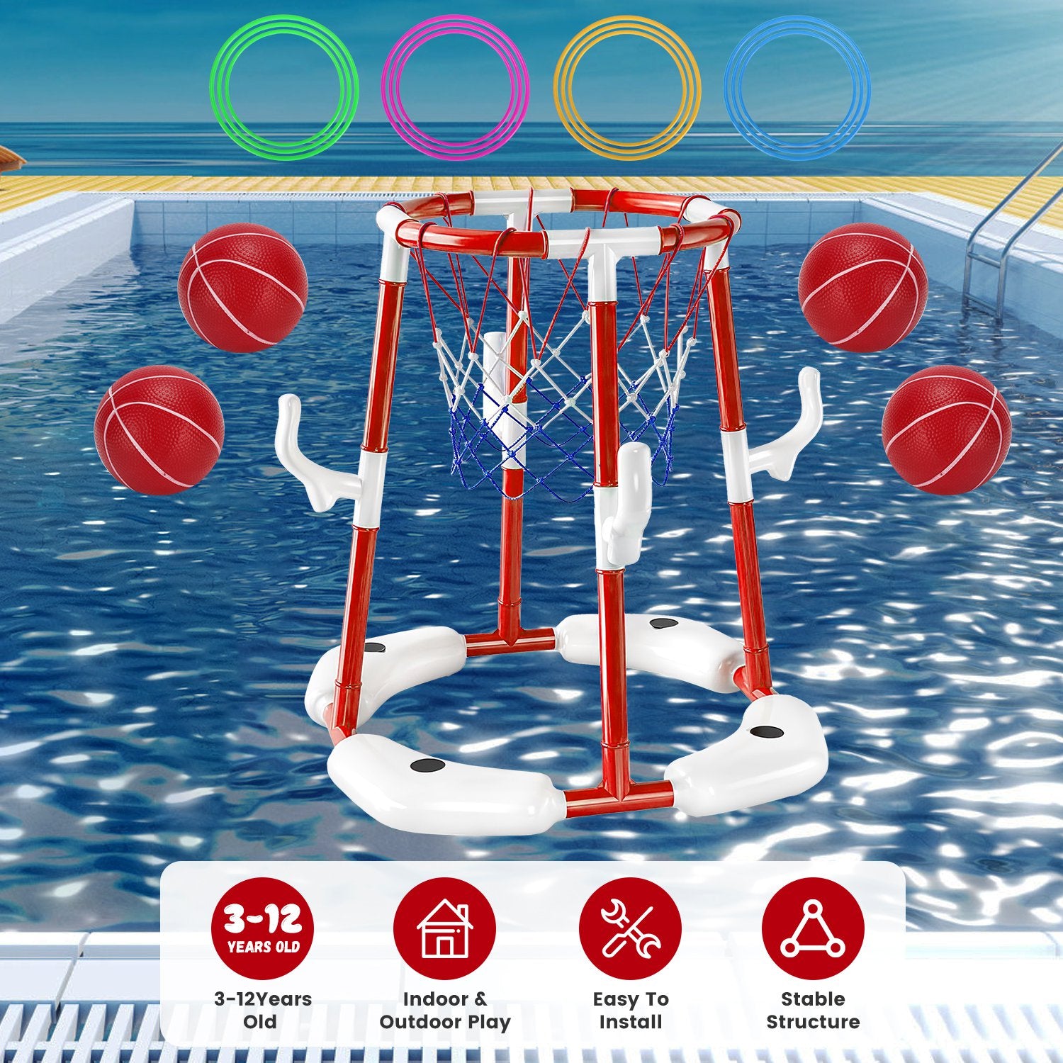 Floating Pool Basketball Set