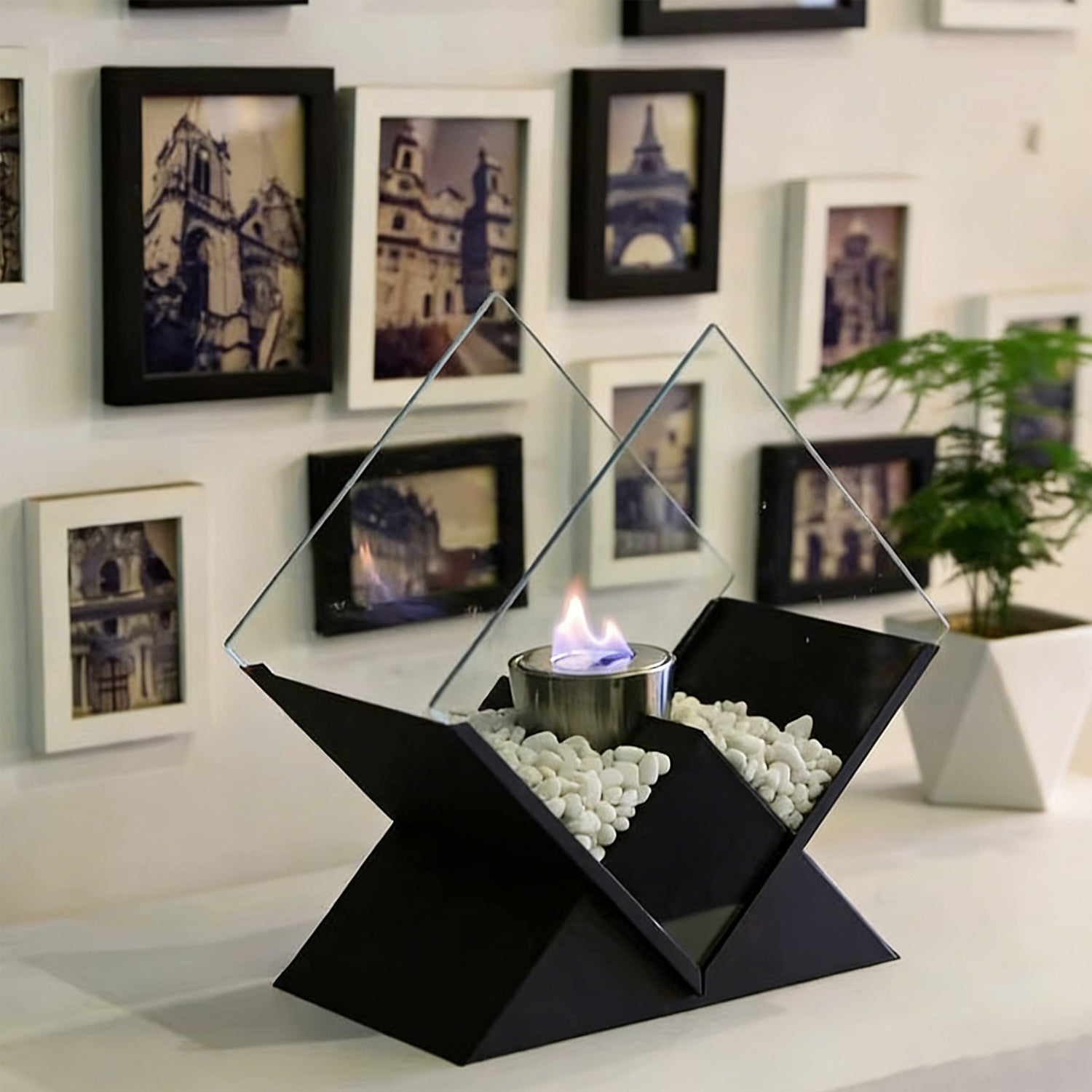 Diamond Glass Tabletop Fireplace