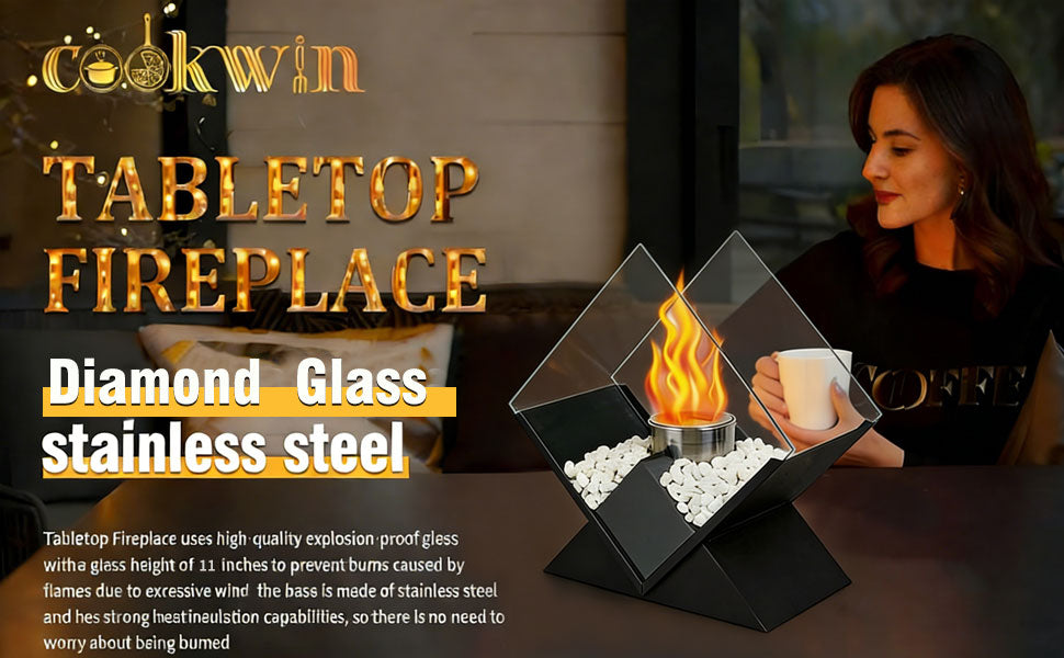 Diamond Glass Tabletop Fireplace