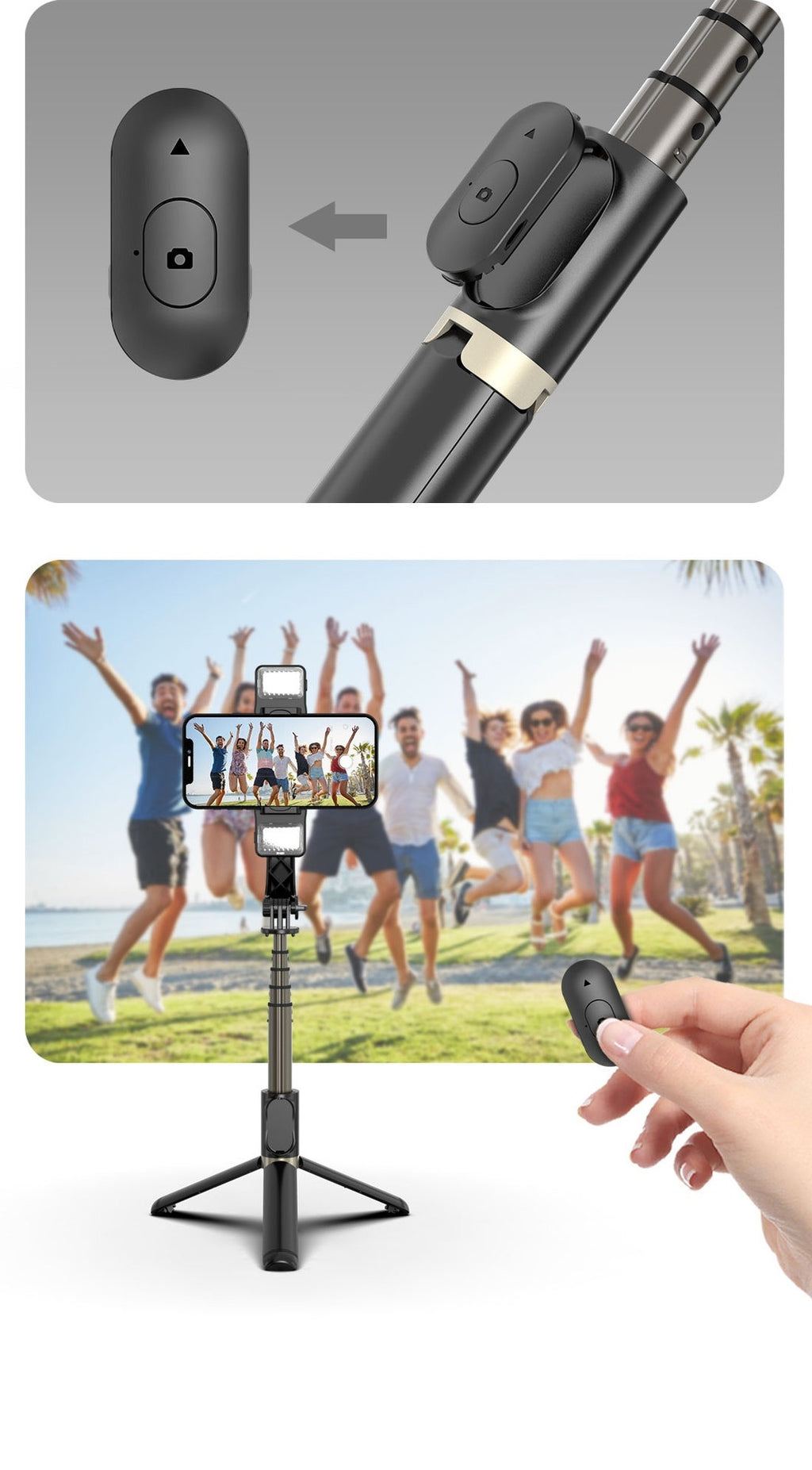 Gimbal Selfie Stick with Lights