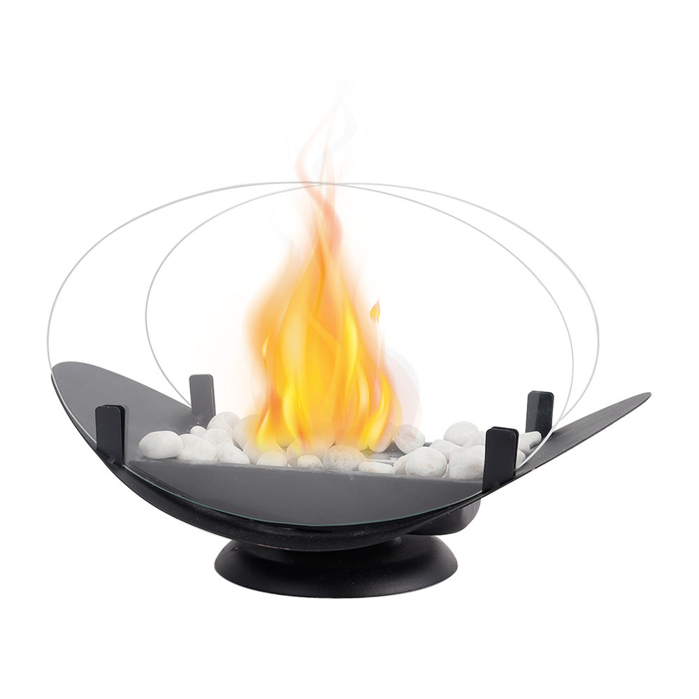 Oval Glass Tabletop Fireplace