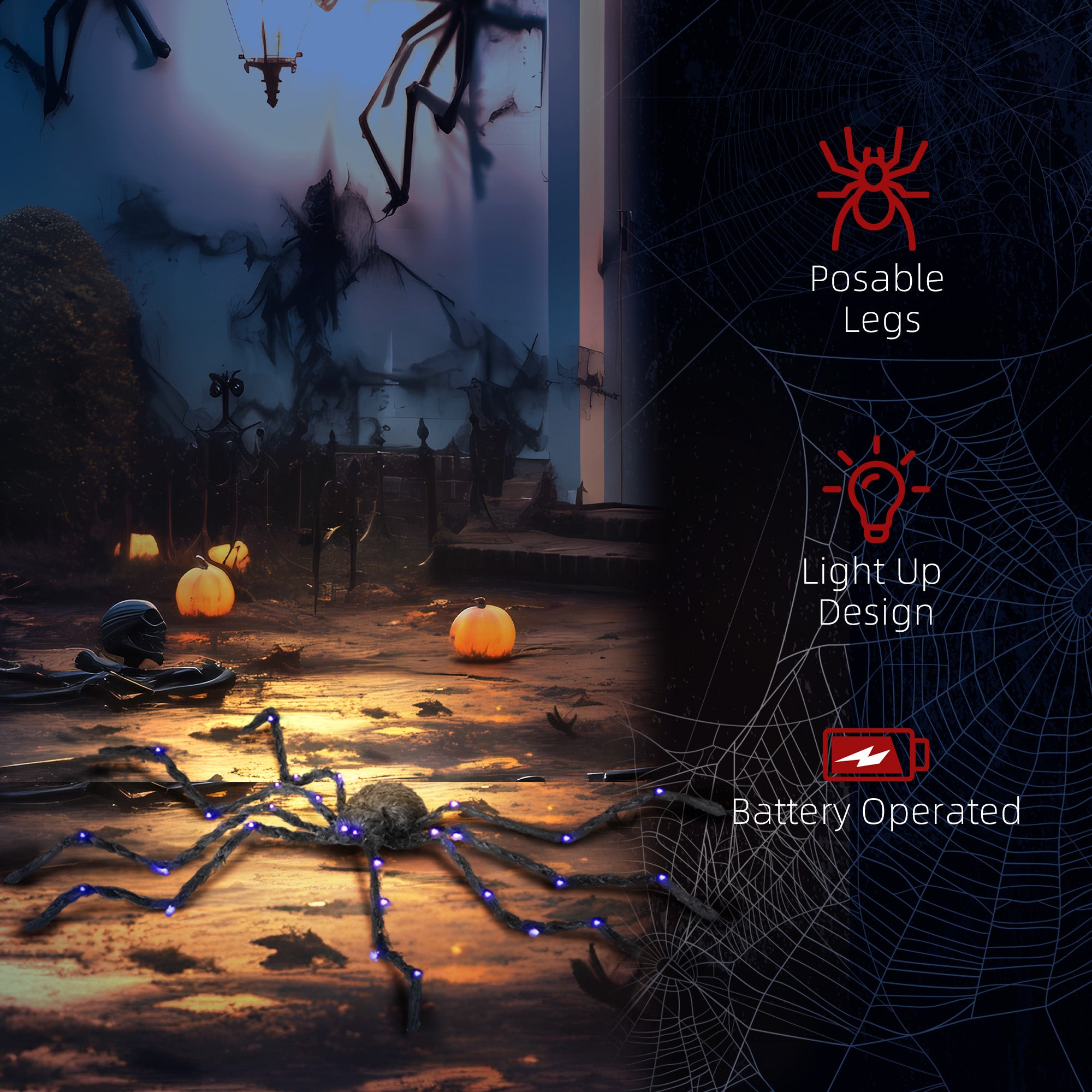 Lighted Giant Spider Prop