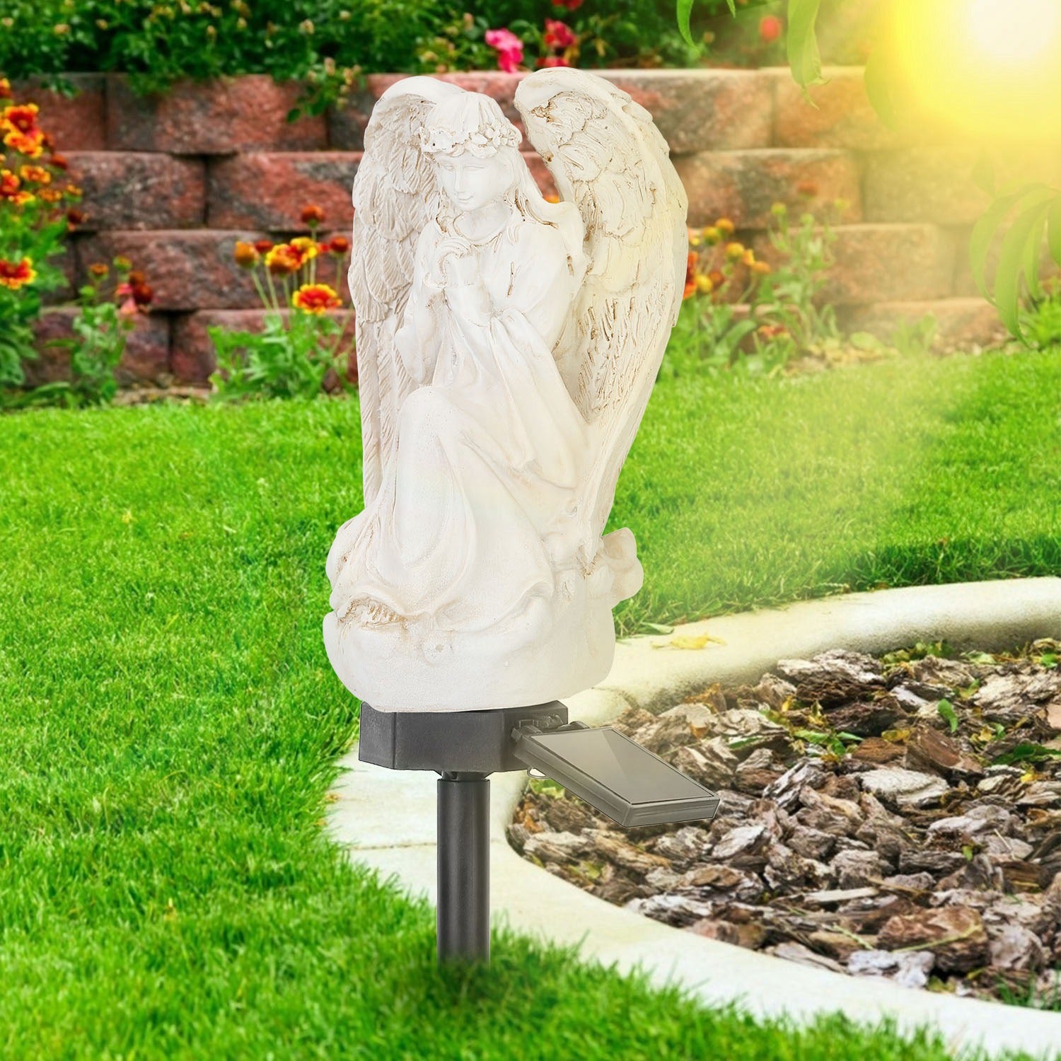 Solar Praying Angel Statue