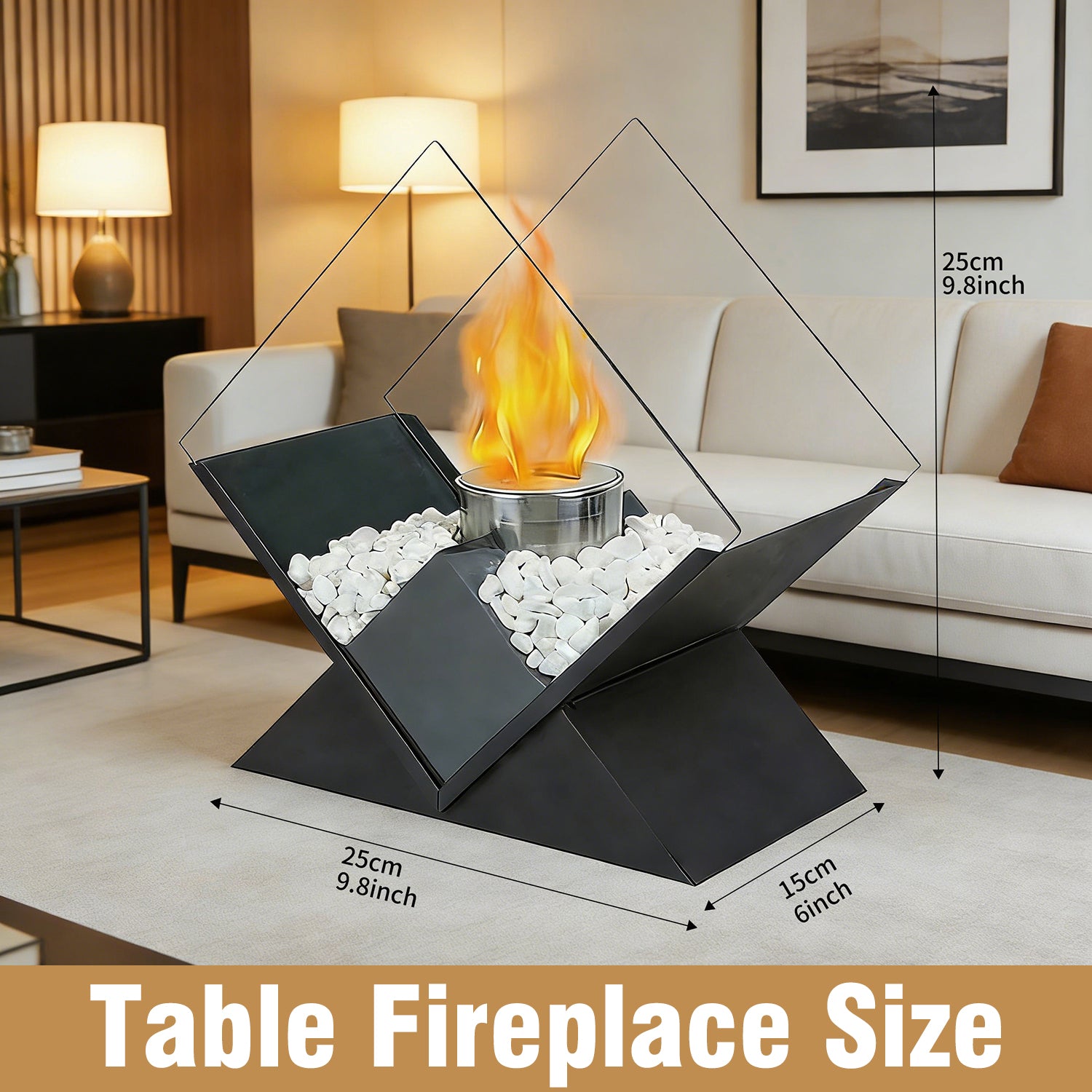 Diamond Glass Tabletop Fireplace