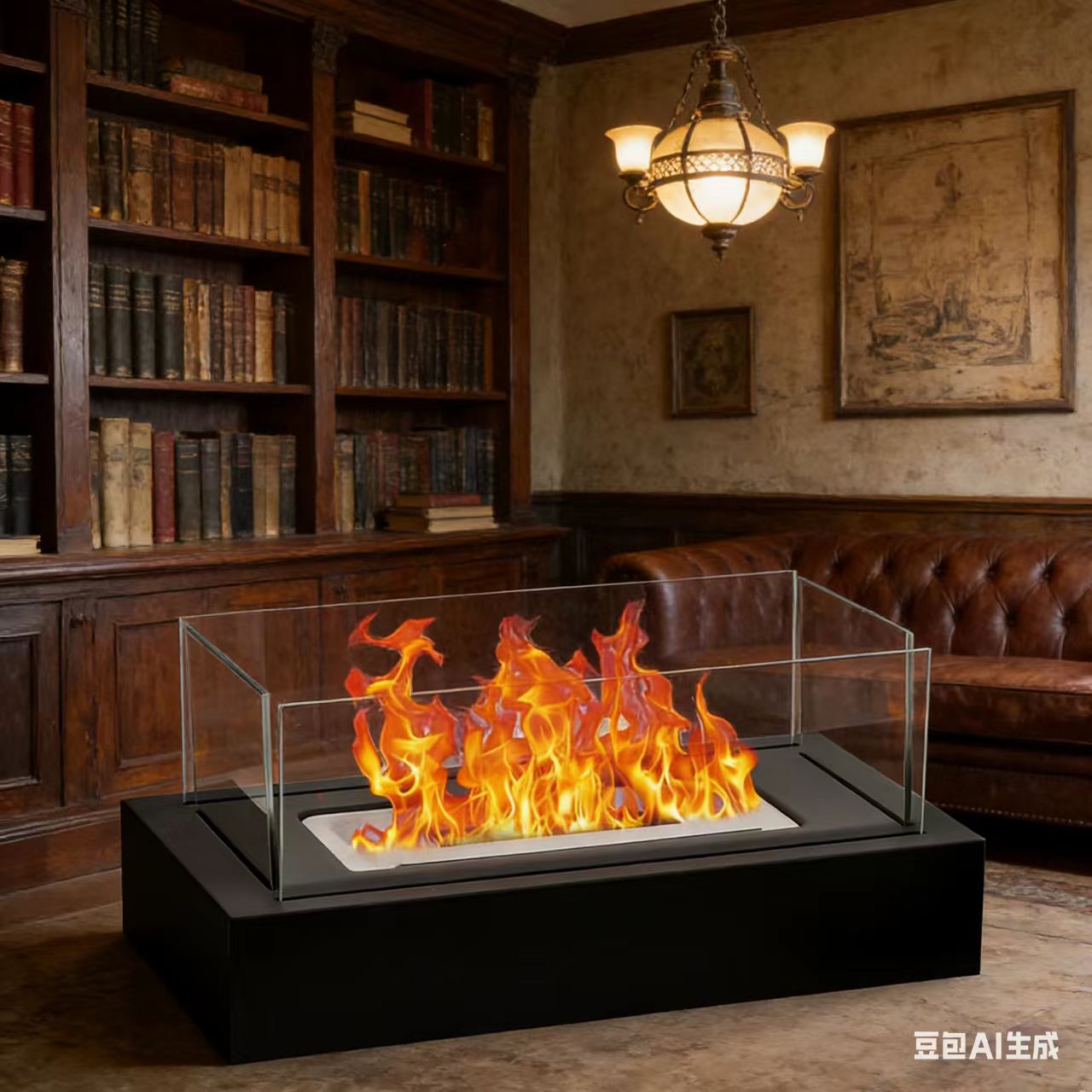 Rectangle Glass Tabletop Fireplace