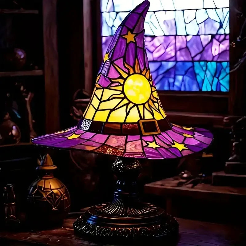 Witch Hat Stained Resin Lamp