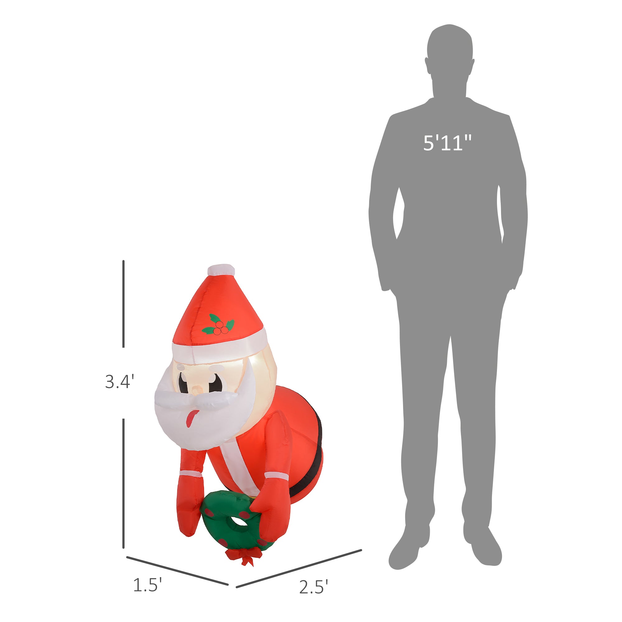 3-Foot Hanging Inflatable Santa