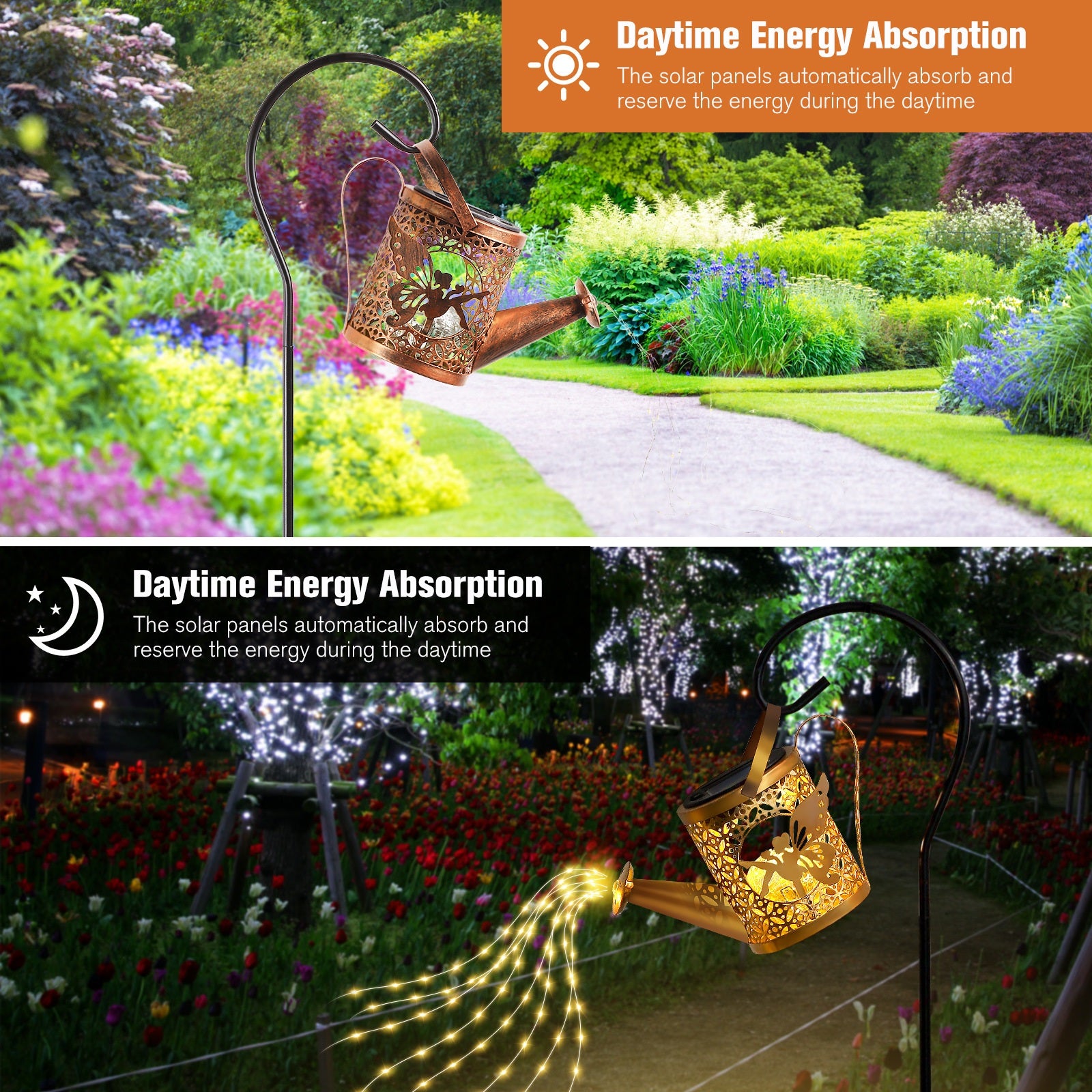 Metal Solar Watering Can Light