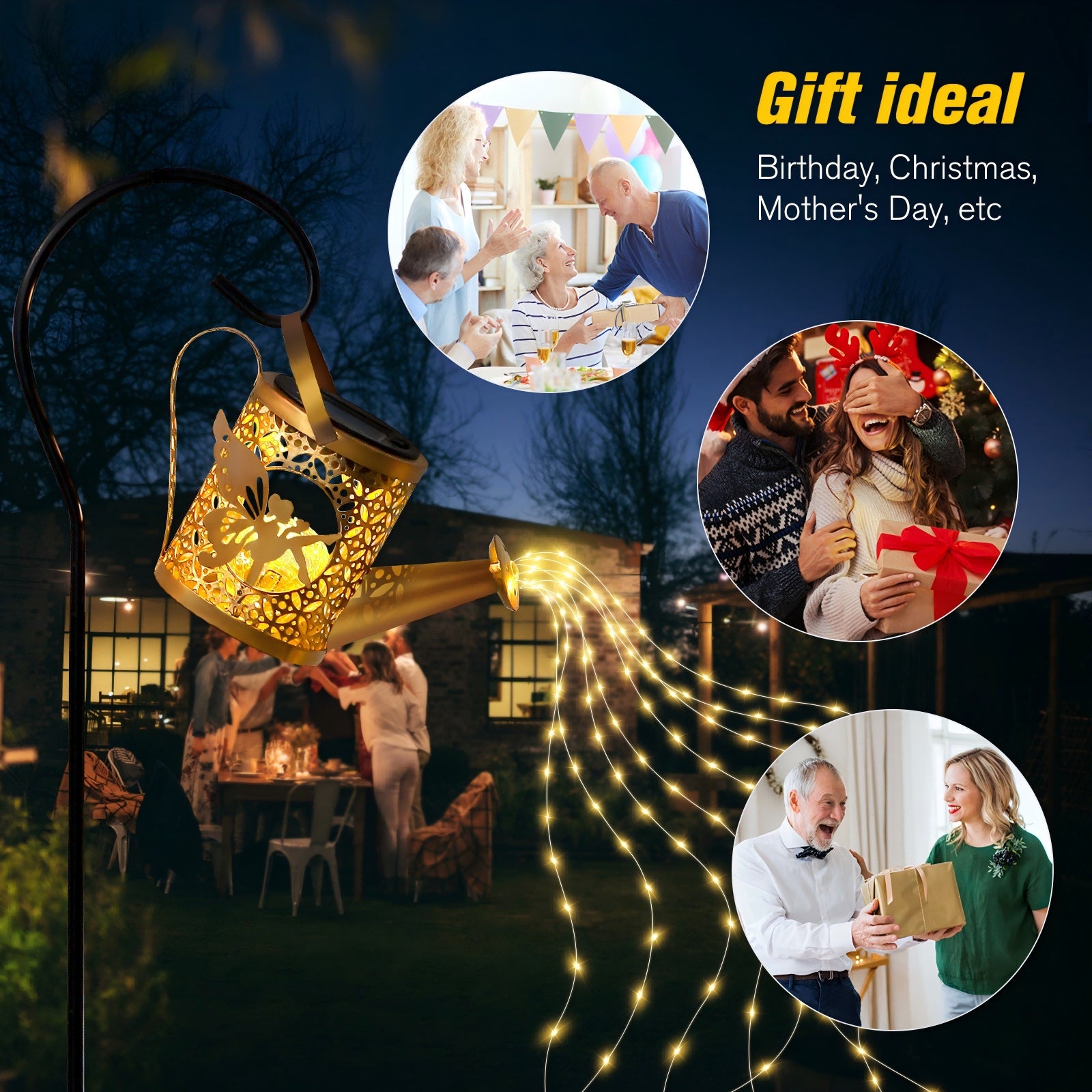 Metal Solar Watering Can Light