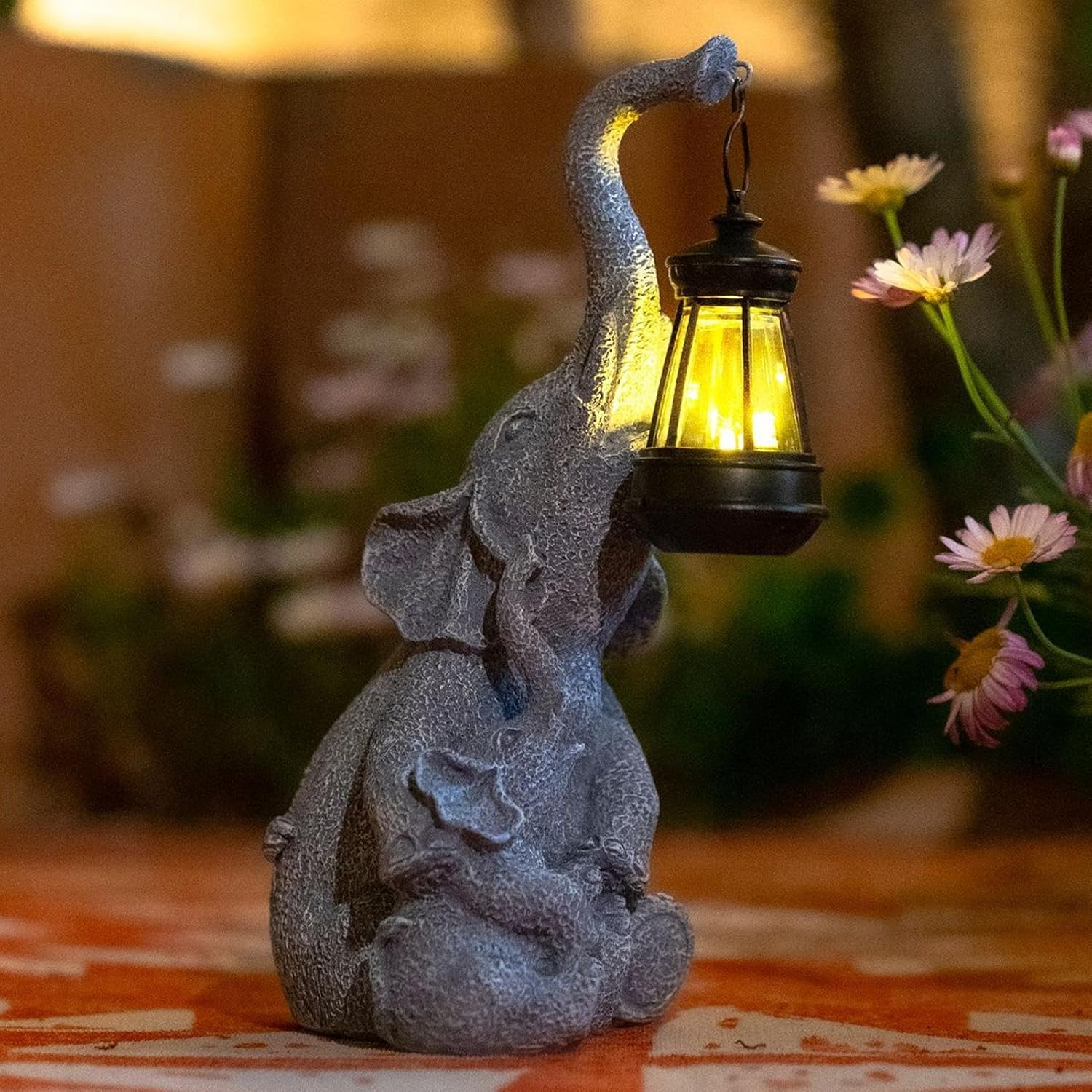 Solar Elephant Figurine Light