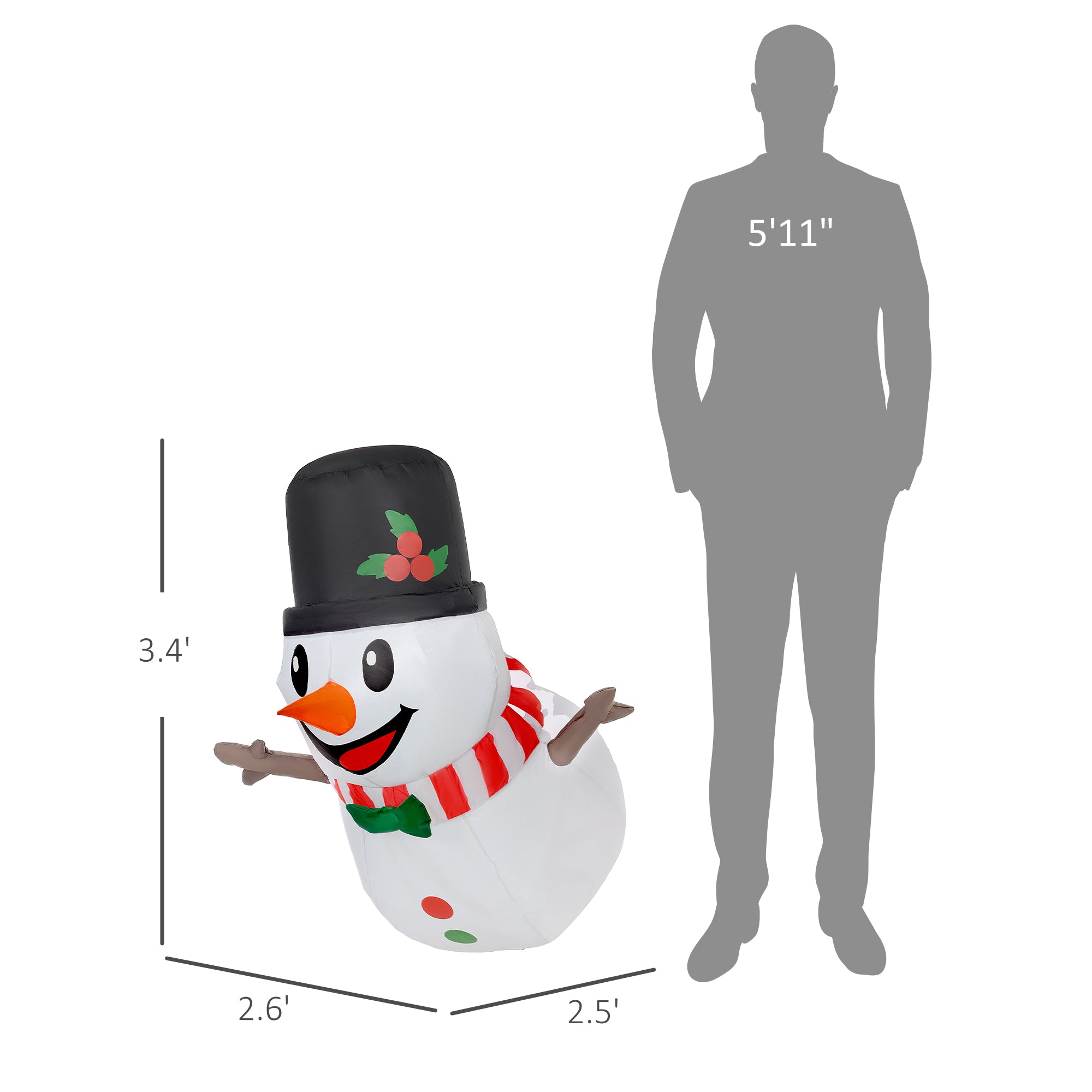 3-Foot Hanging Inflatable Snowman