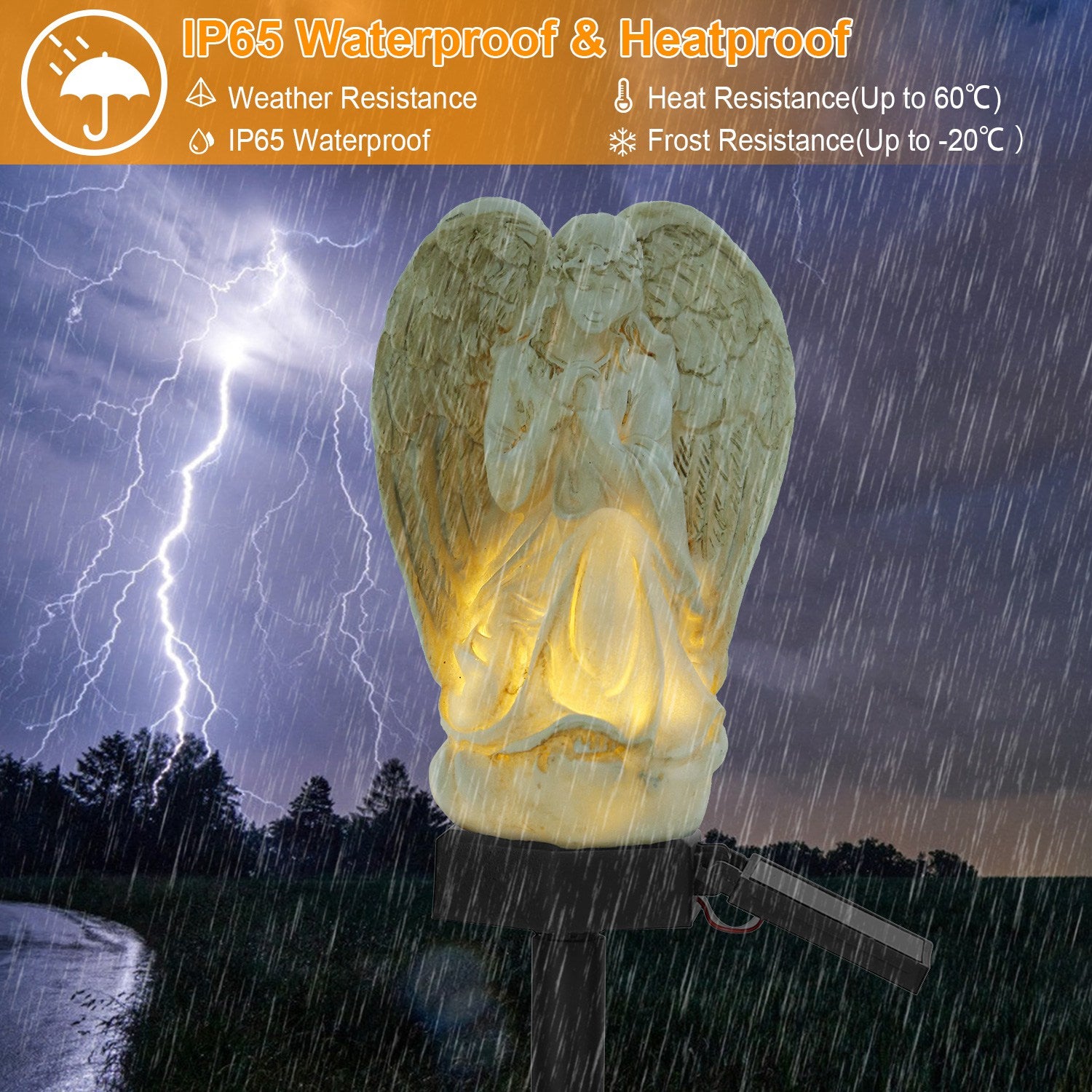 Solar Praying Angel Statue