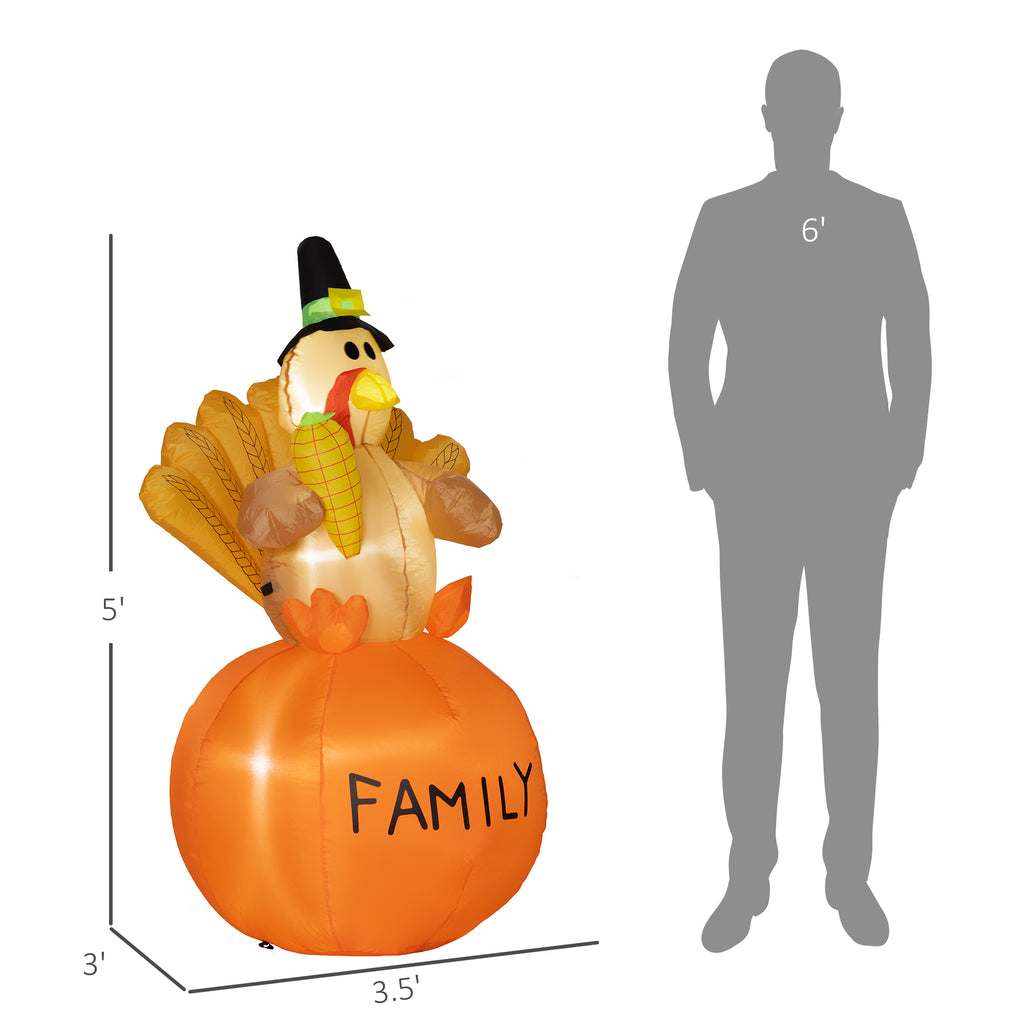 5-Foot Inflatable LED Turkey