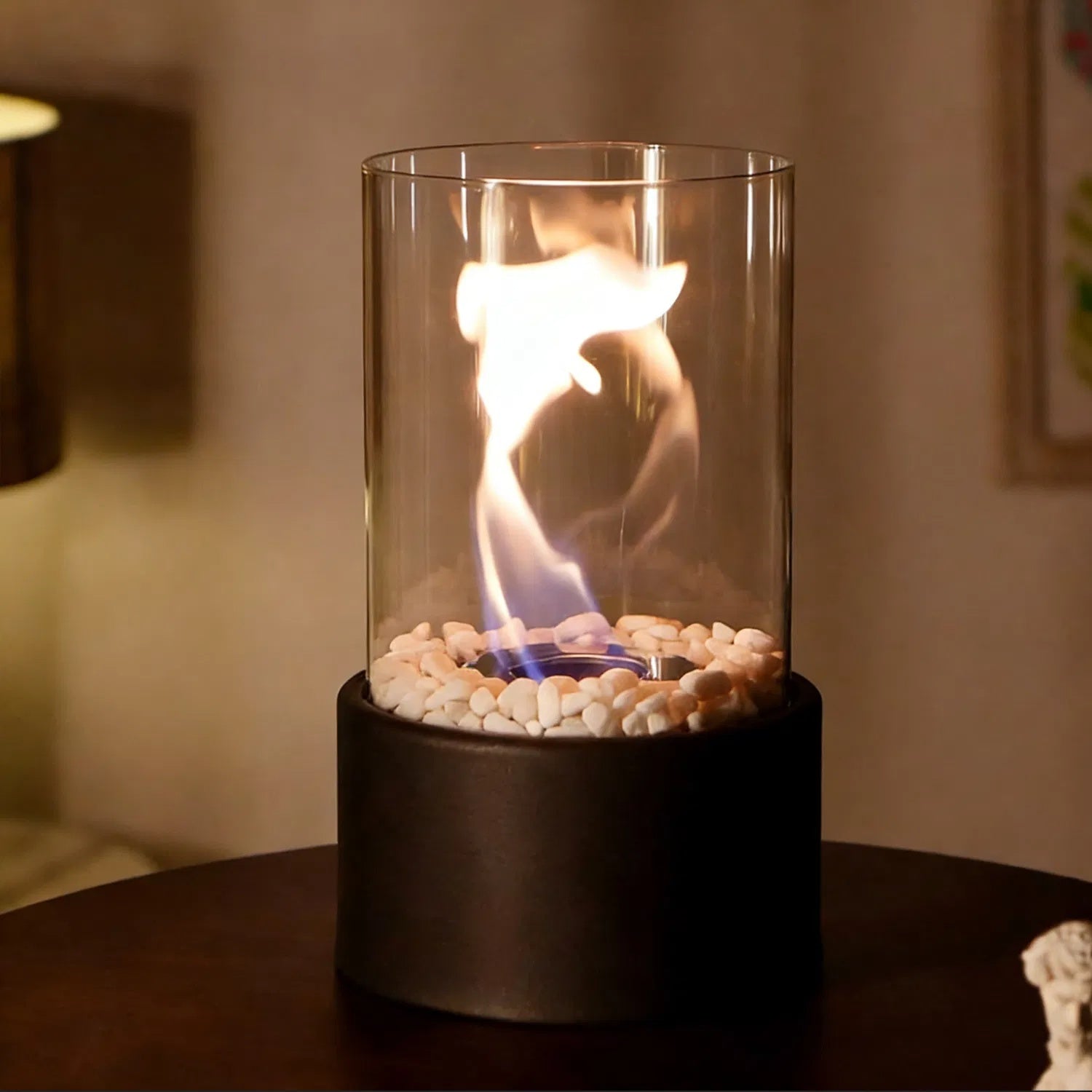 Round Glass Tabletop Fireplace