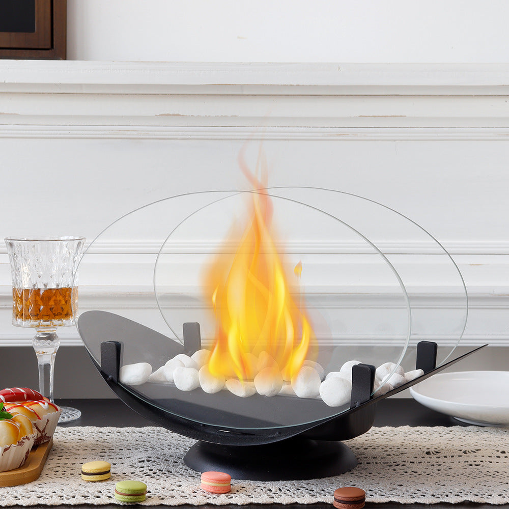 Oval Glass Tabletop Fireplace