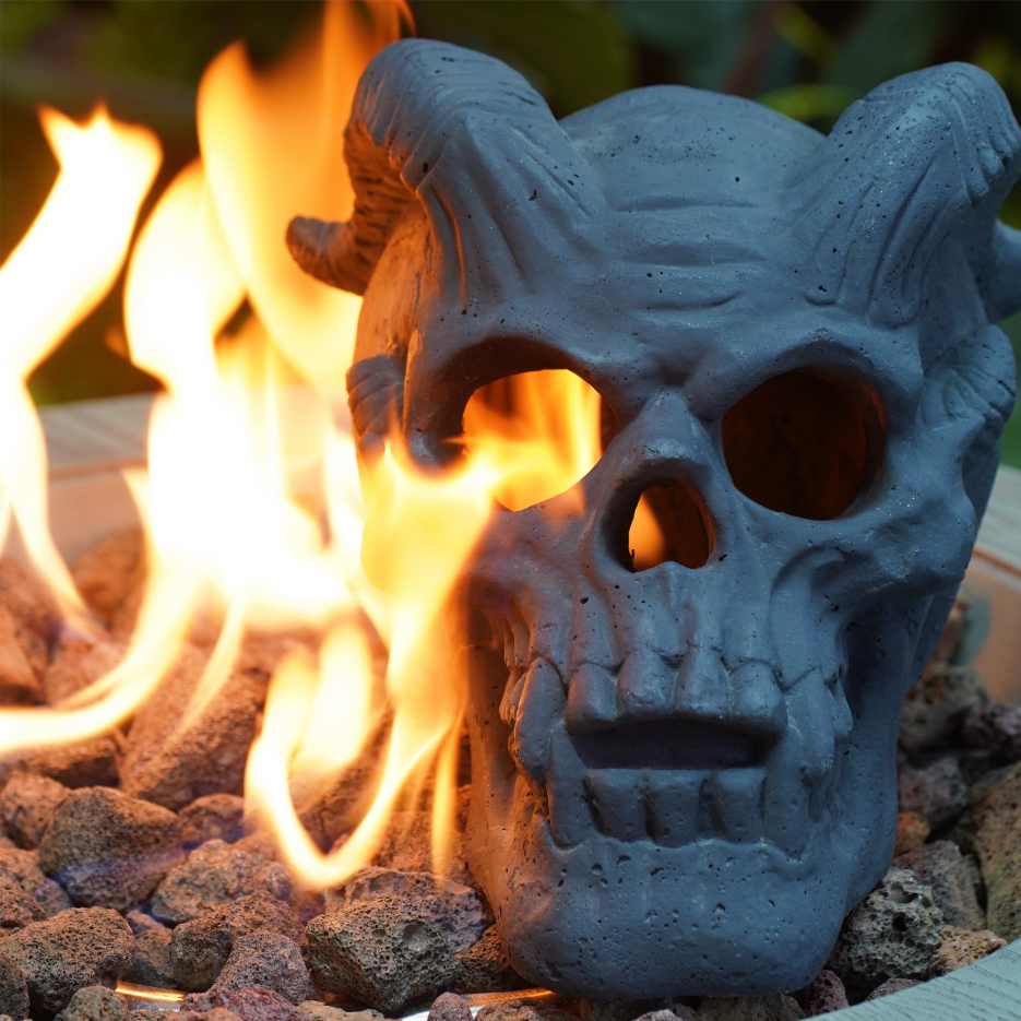 Fireproof Skull Gas Log