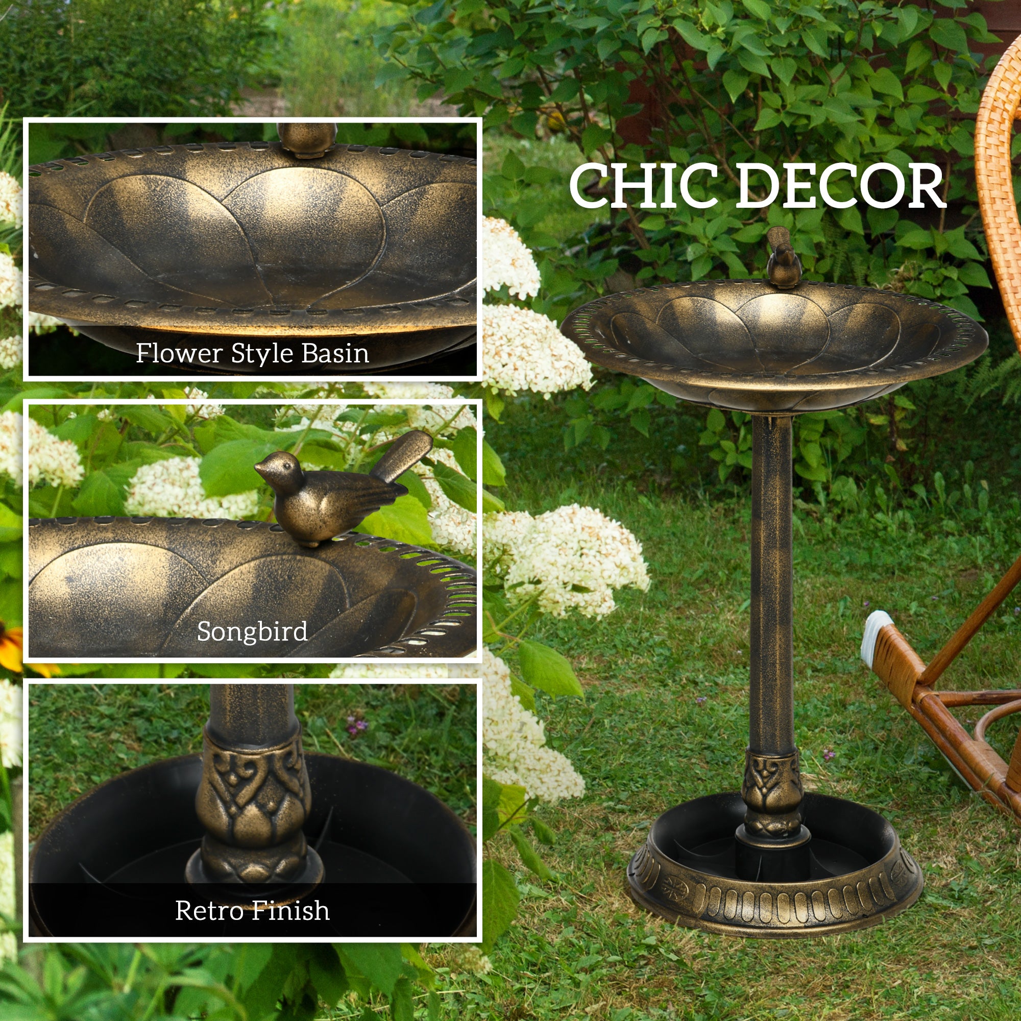 28 Inch Pedestal Bird Bath